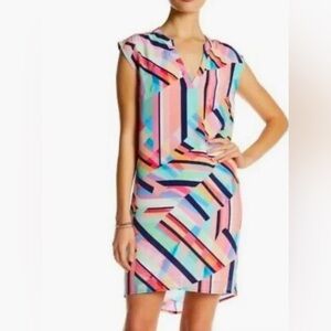 Tori Richard colorful geometric silk dress women’s size 6 discoteca‎ Alecia